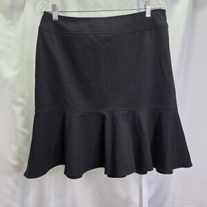 Ralph Lauren Black Rufffle Hem Flared Peplum Skirt Size 10